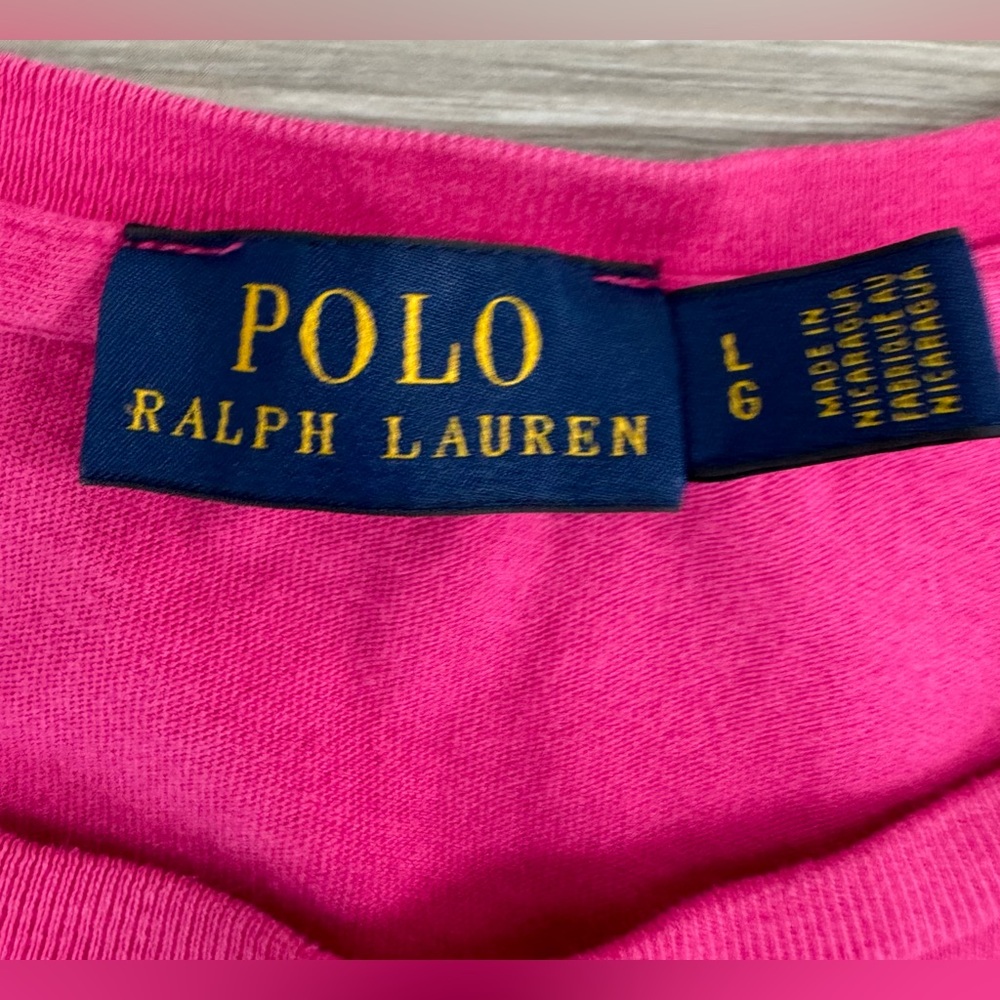 Polo Ralph Lauren Women's T-shirt size L pink color with a round neck. - Picture 13 of 13